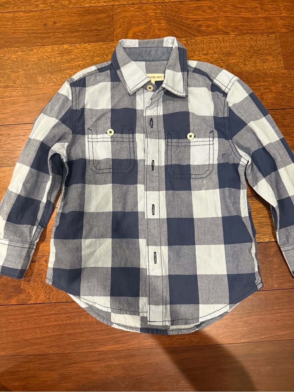 Tucker + Tate Navy, Blue and White Plaid Button-Up Shirt Sz 2